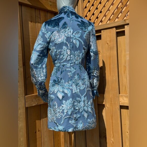 🆕 SIMKHAI 🧿 NWOT Halen Draped Velvet Mini Dress, Celestial Blue - Sz US 0 - Picture 8 of 16